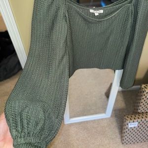 Bell sleeved top off the shoulder